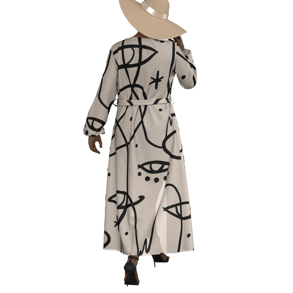 All-Over Print Women's Lace-up Chiffon Robe