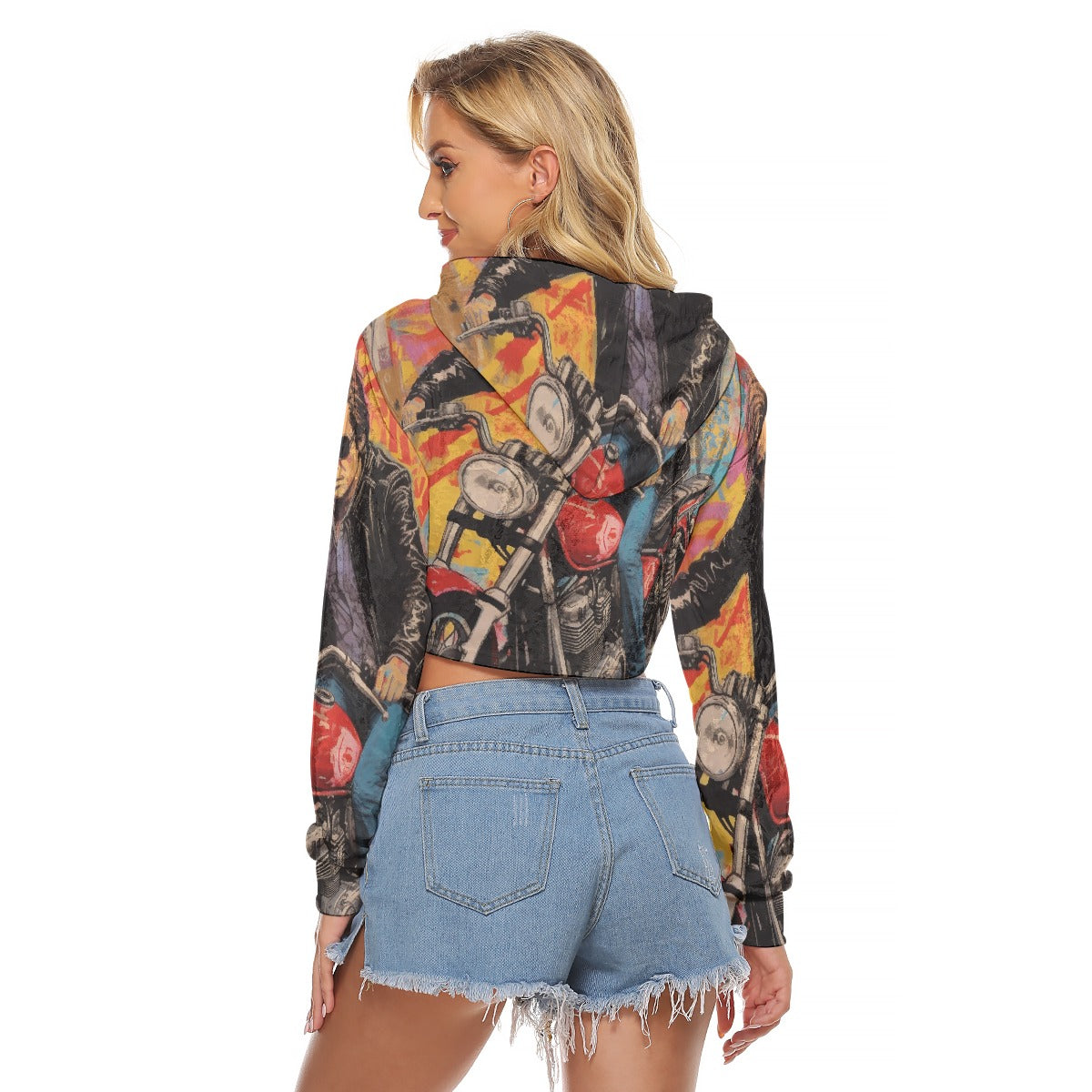 All-Over Print Women's Crop Top Hoodie|Velvet