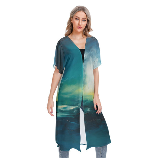 All-Over Print Women's Short Sleeve Cardigan