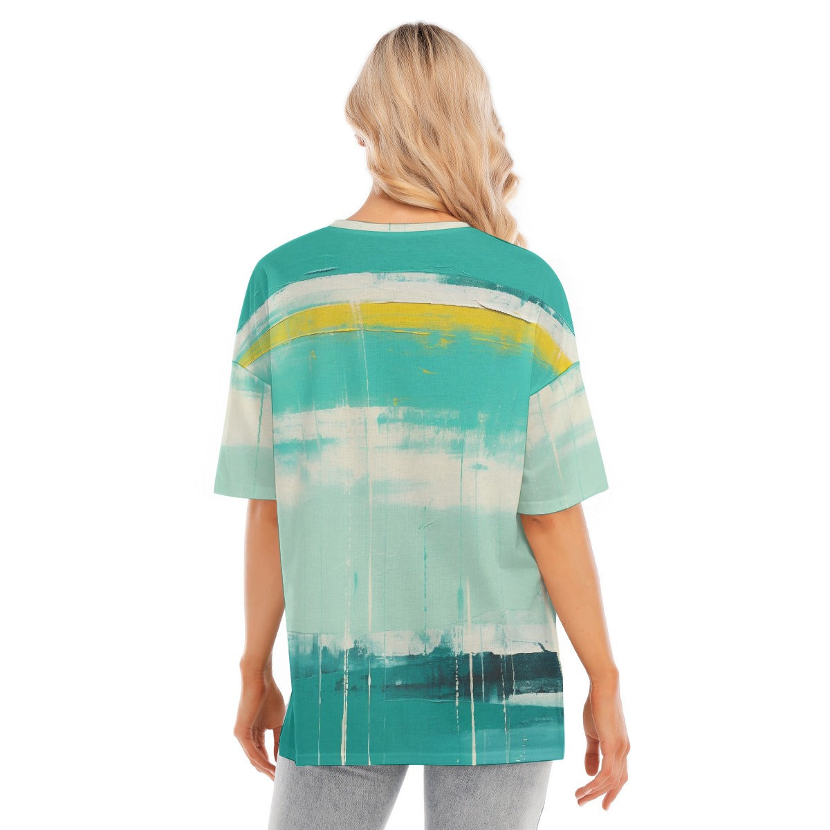 All-Over Print Women's Short Sleeves T-shirt With Hem Split