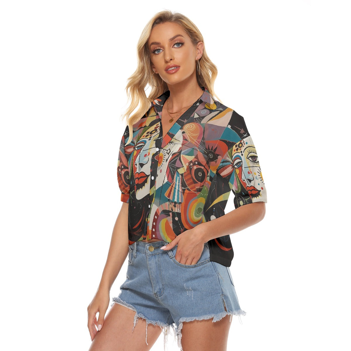 All-Over Print Women's V-neck Shirts