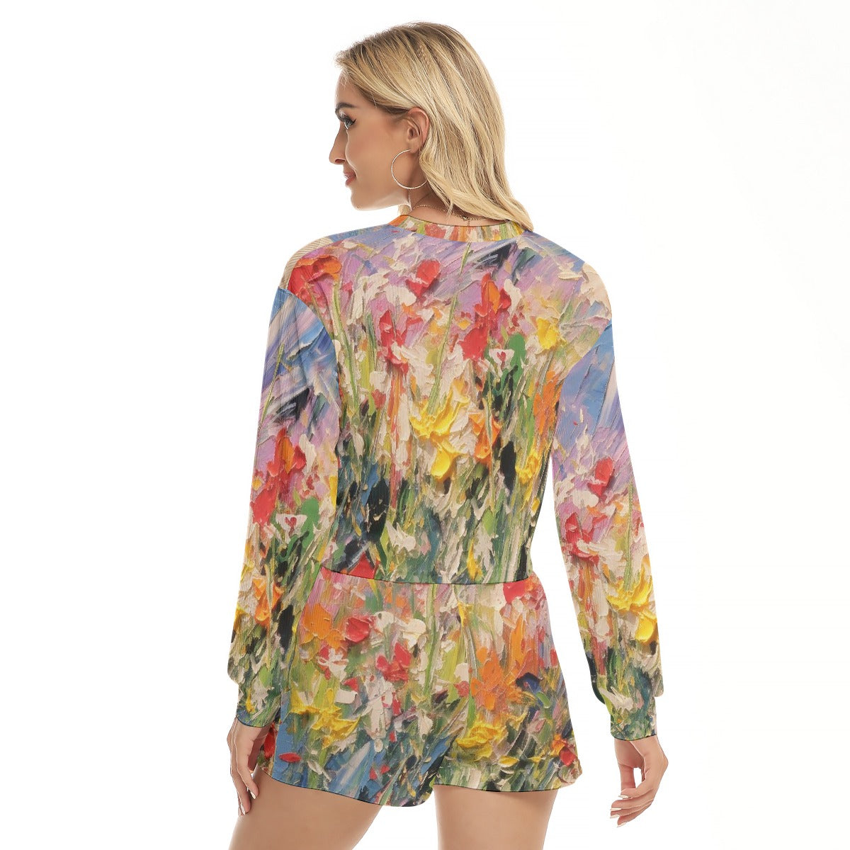 All-Over Print Women's Short Sweatshirt And Pants Suit