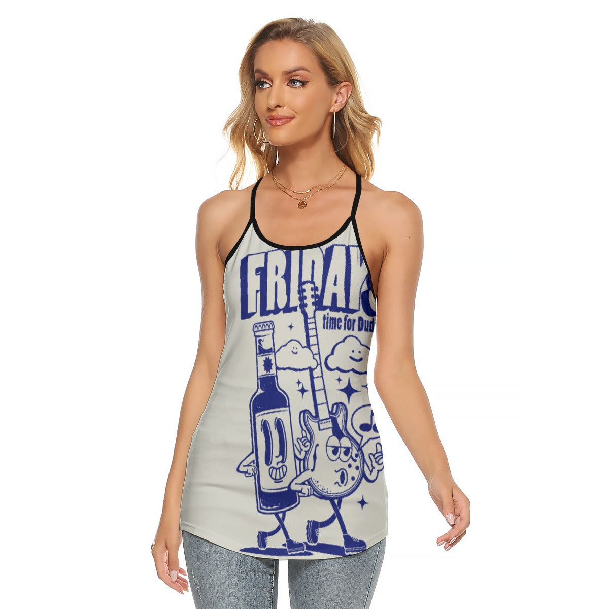 All-Over Print Women's Criss-Cross Open Back Tank Top