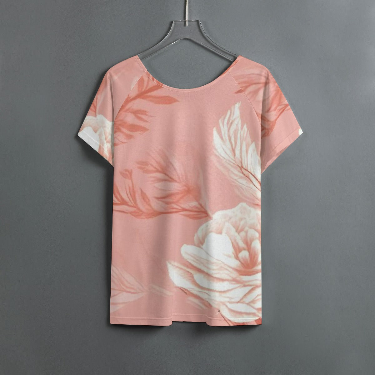All-Over Print Women's Round Neck T-shirt With Raglan Sleeve