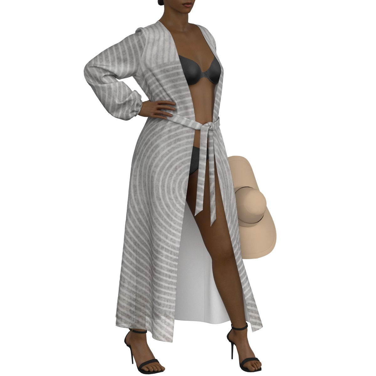 All-Over Print Women's Lace-up Chiffon Robe