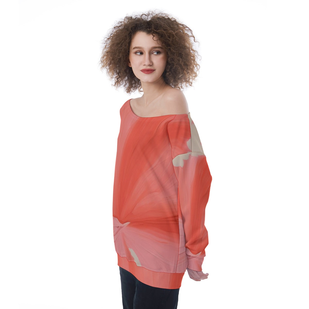 All-Over Print Oversized Women's Off-Shoulder Sweatshirt