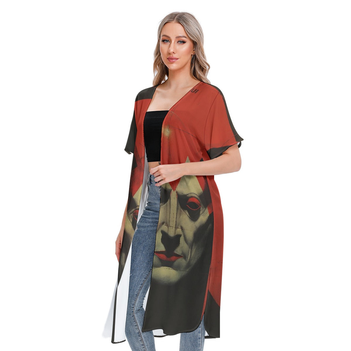 All-Over Print Women's Short Sleeve Cardigan