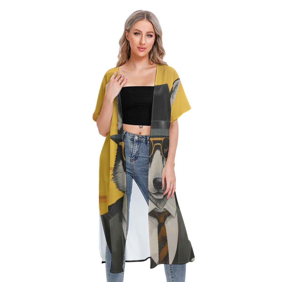 All-Over Print Women's Short Sleeve Cardigan