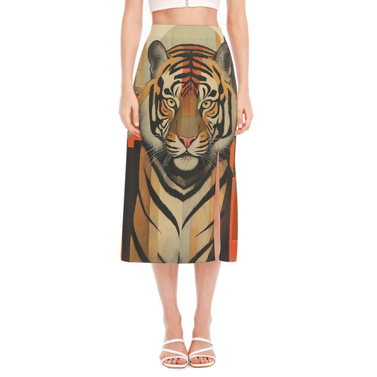 All-Over Print Women's High Slit Long Skirt