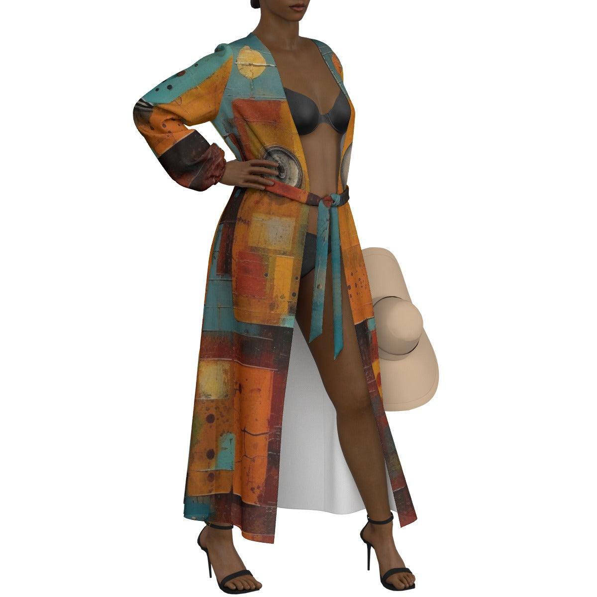 All-Over Print Women's Lace-up Chiffon Robe