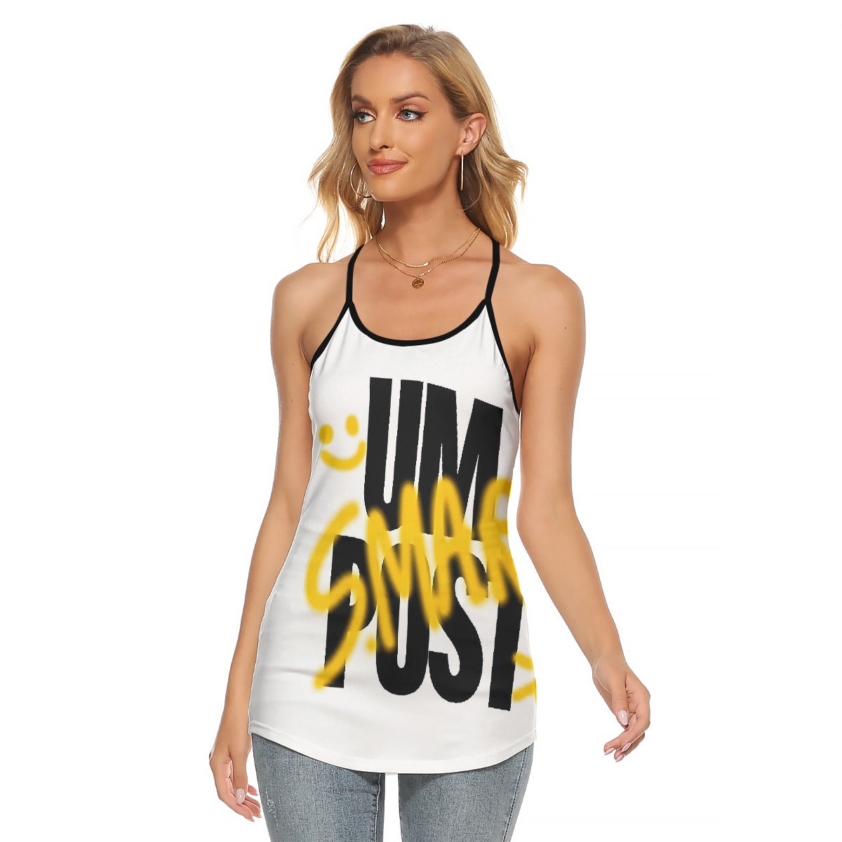 All-Over Print Women's Criss-Cross Open Back Tank Top