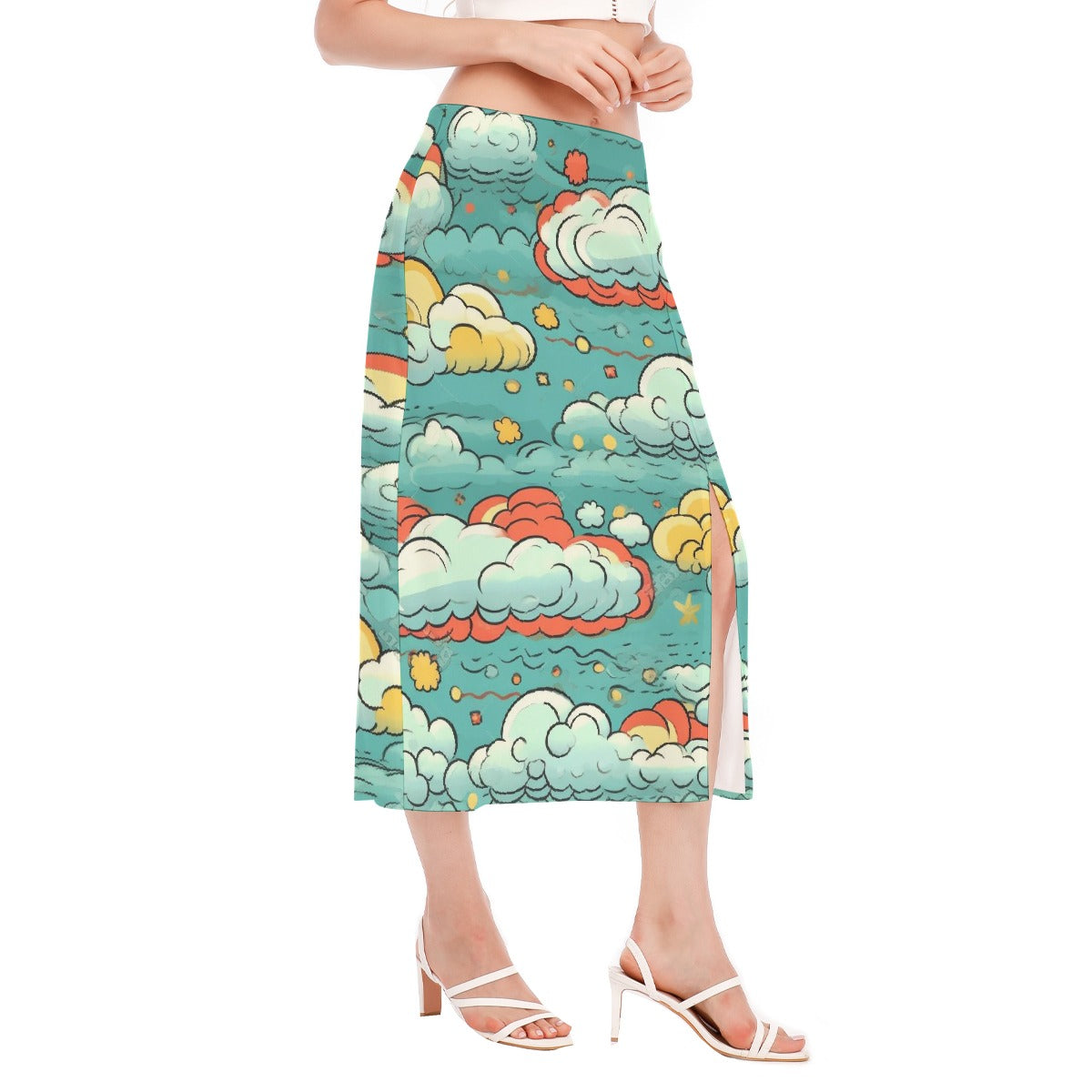 All-Over Print Women's High Slit Long Skirt