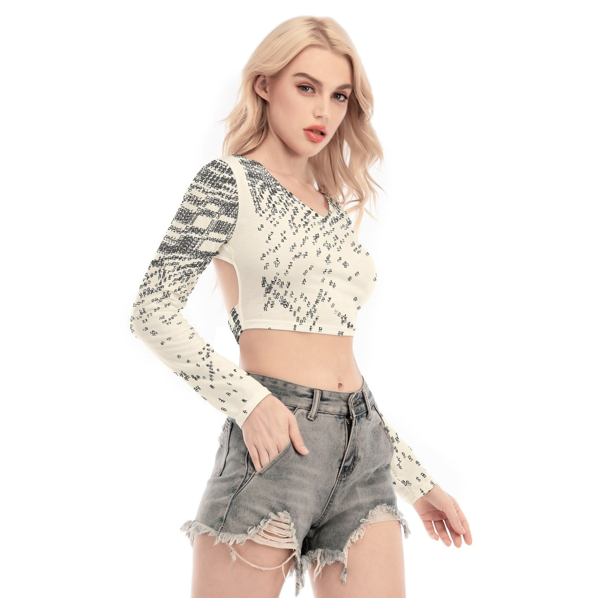 All-Over Print Women's Back Hollow T-shirt With Strap