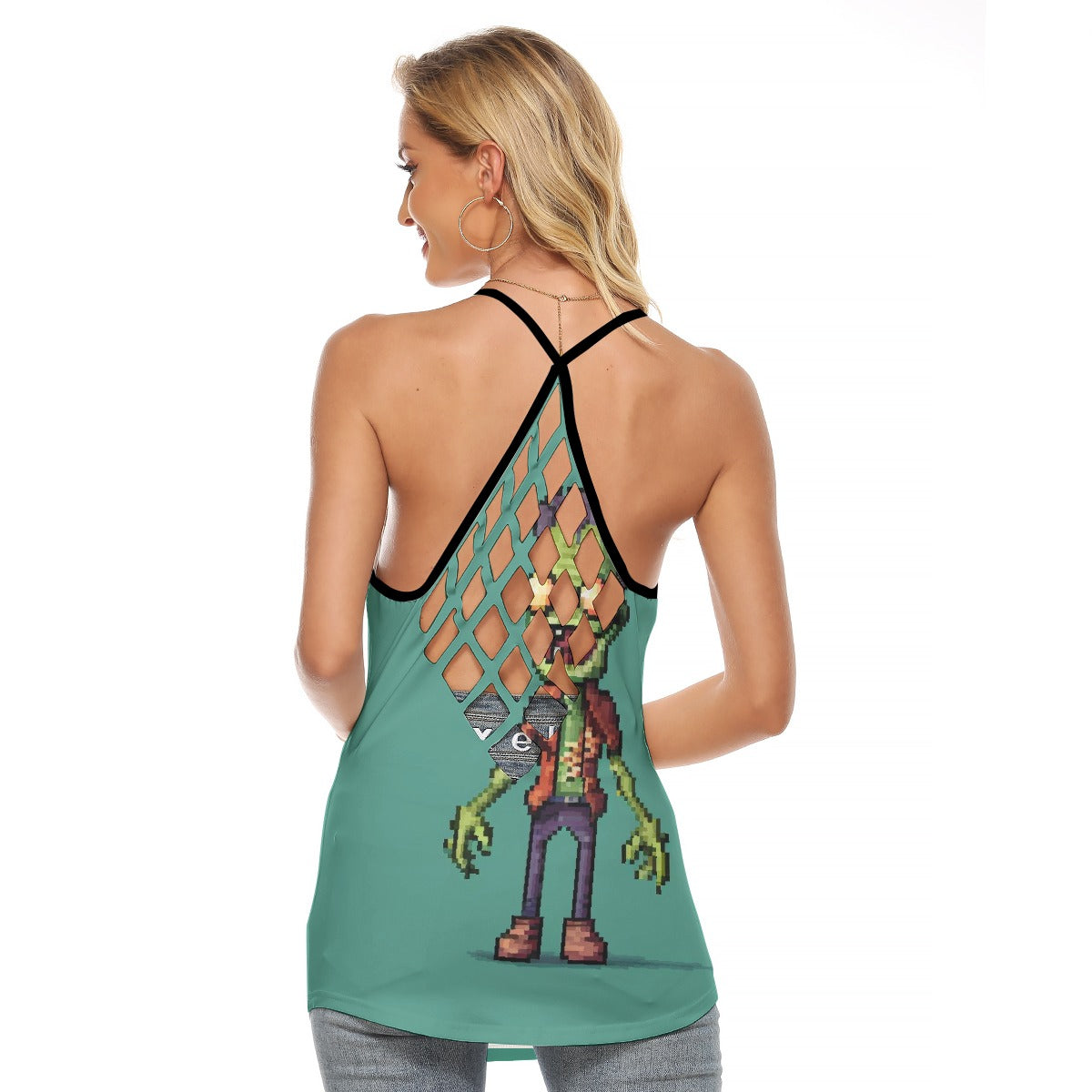 All-Over Print Women's Criss-Cross Open Back Tank Top
