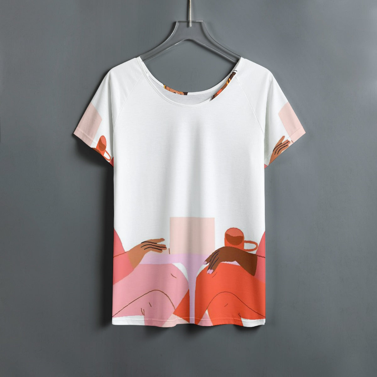 All-Over Print Women's Round Neck T-shirt With Raglan Sleeve