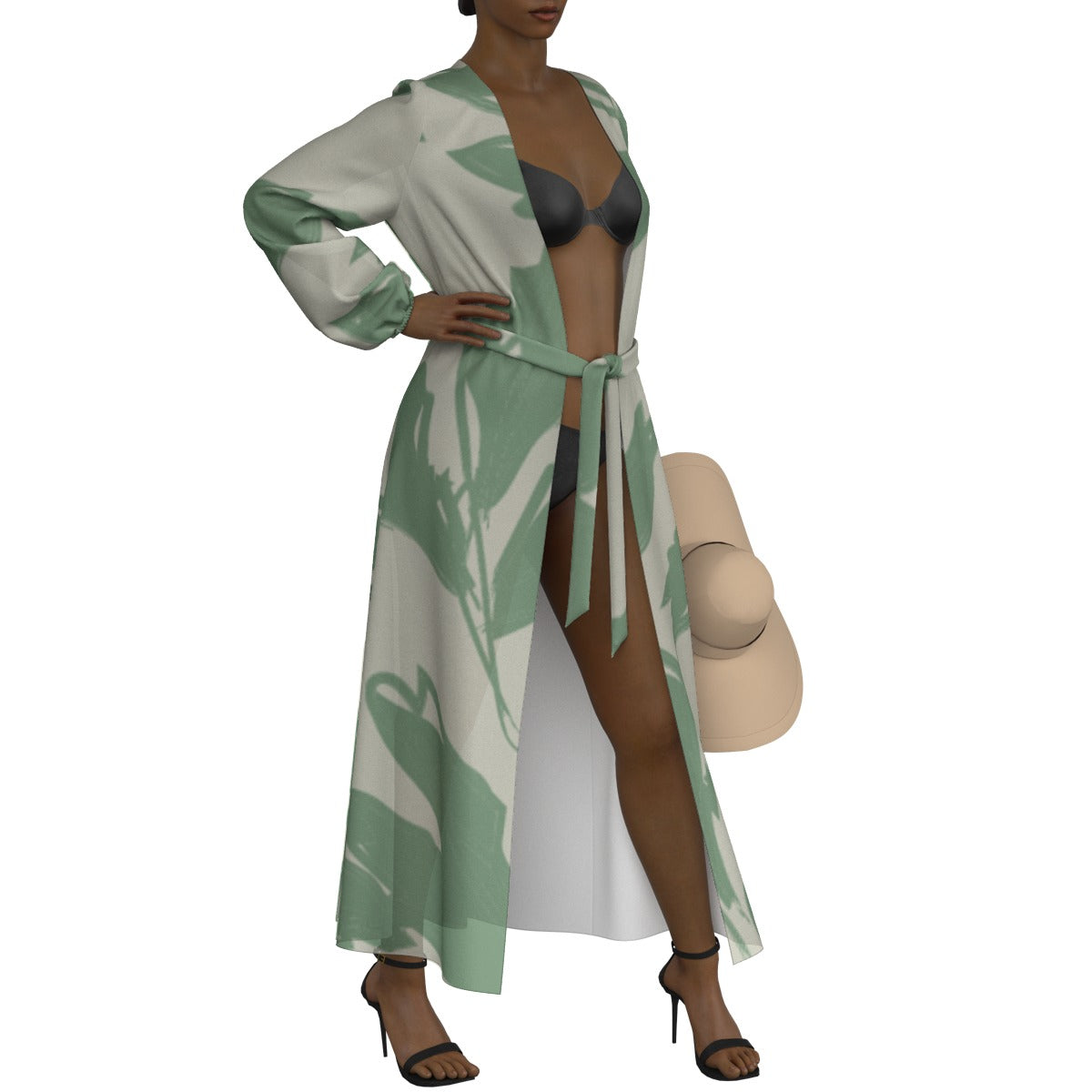 All-Over Print Women's Lace-up Chiffon Robe