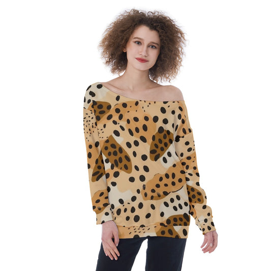 All-Over Print Oversized Women's Off-Shoulder Sweatshirt