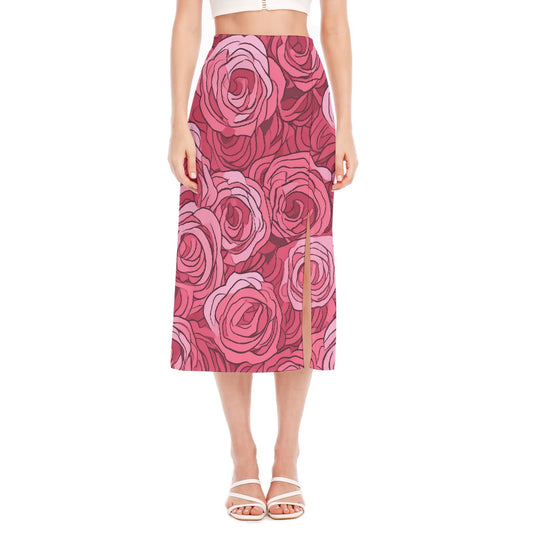 All-Over Print Women's High Slit Long Skirt