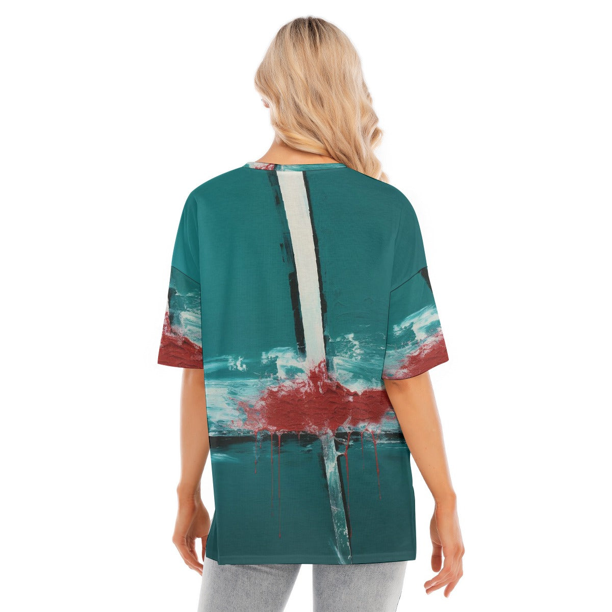 All-Over Print Women's Short Sleeves T-shirt With Hem Split