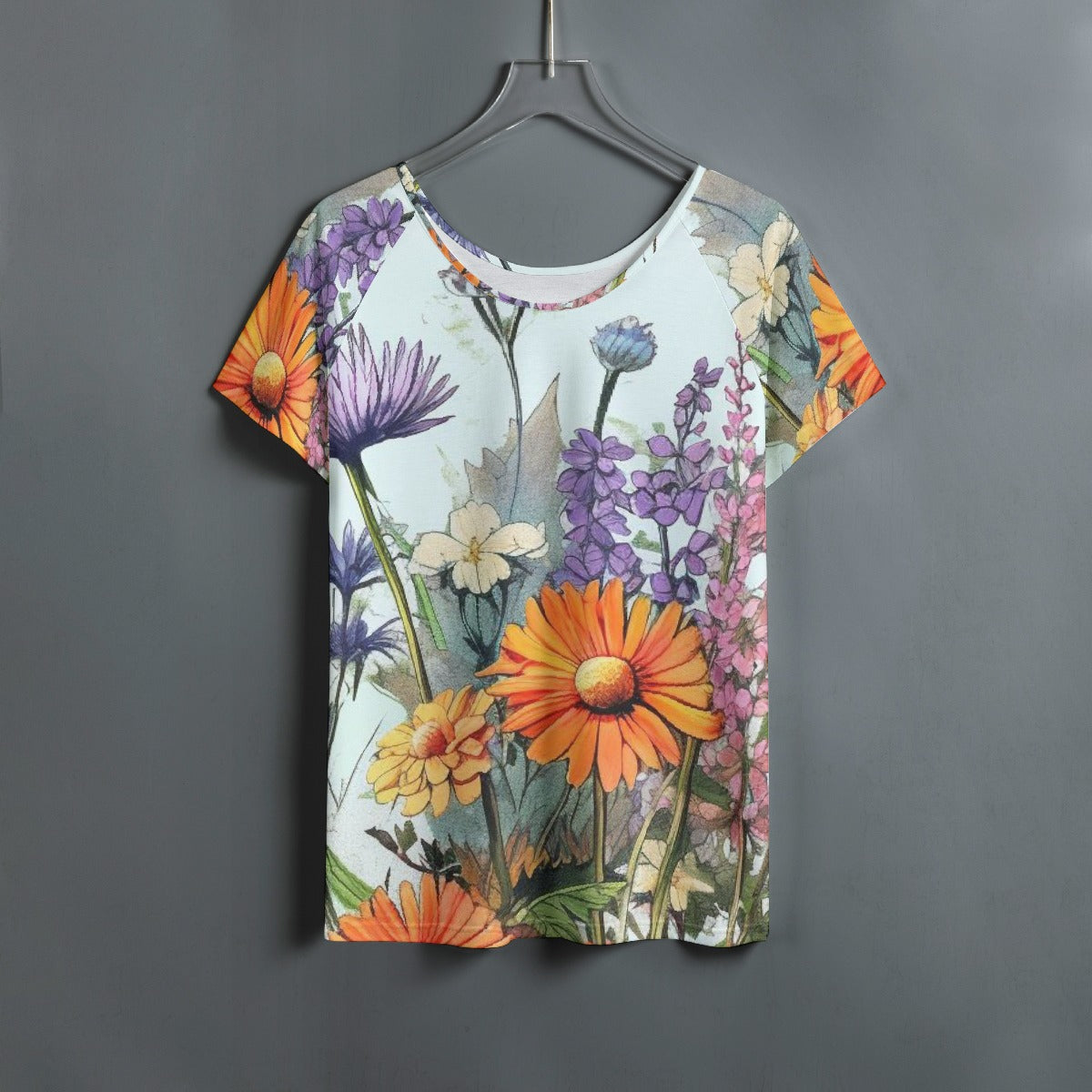 All-Over Print Women's Round Neck T-shirt With Raglan Sleeve