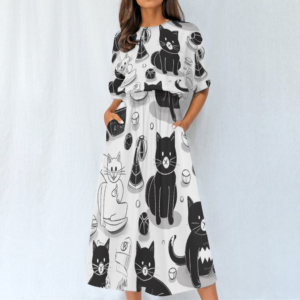 All-Over Print Women's Elastic Waist Dress