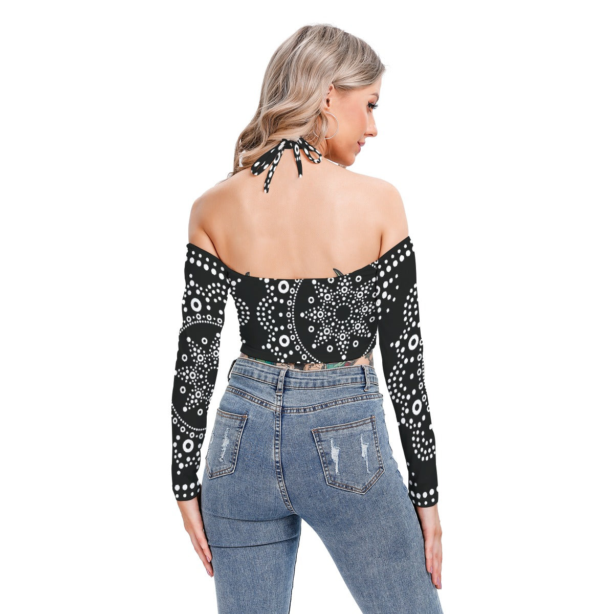All-Over Print Women's Halter Lace-up Top