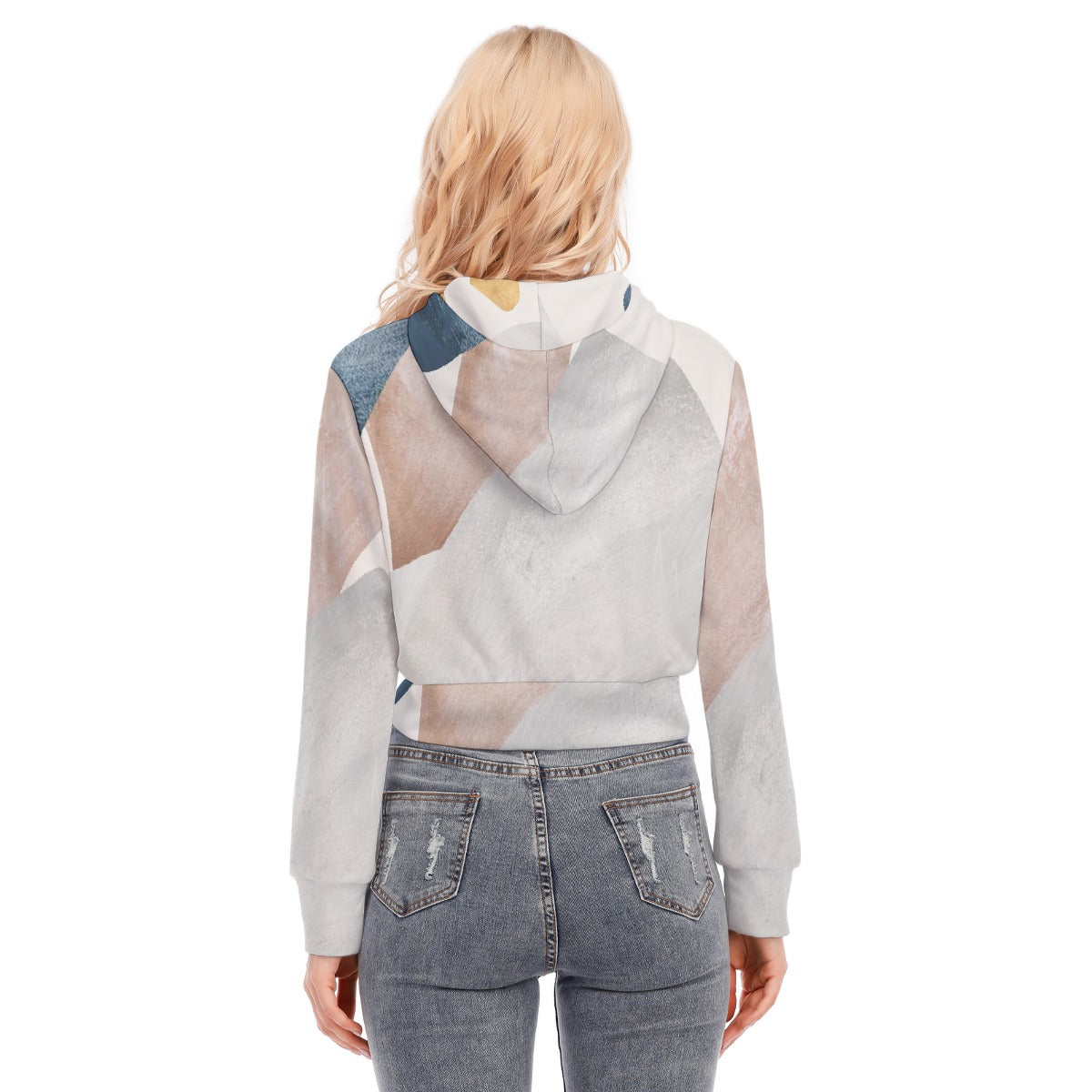 All-Over Print Women's Crop Top Hoodie With Zipper Closure
