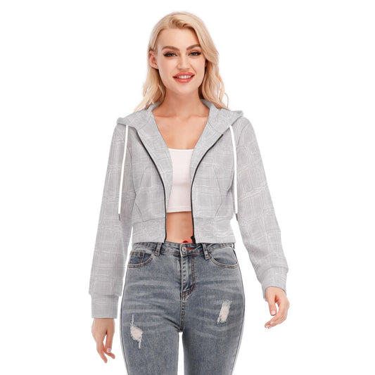 All-Over Print Women's Crop Top Hoodie With Zipper Closure
