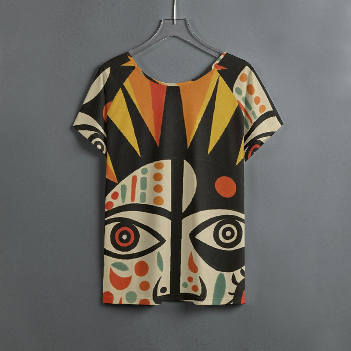 All-Over Print Women's Round Neck T-shirt With Raglan Sleeve