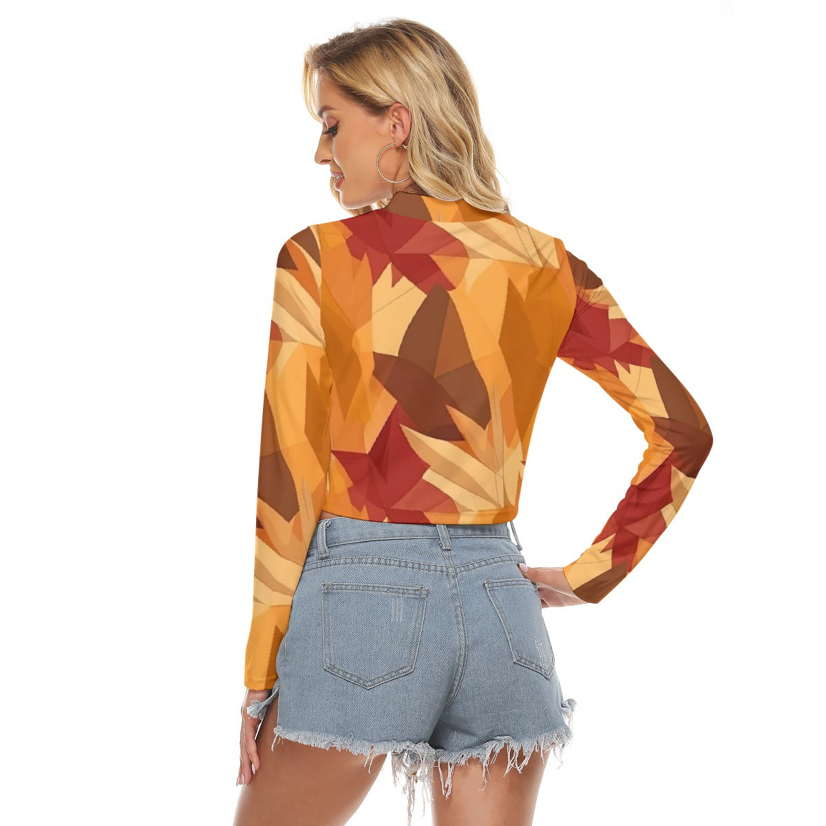 All-Over Print Women's Hollow Chest Keyhole Tight Crop Top