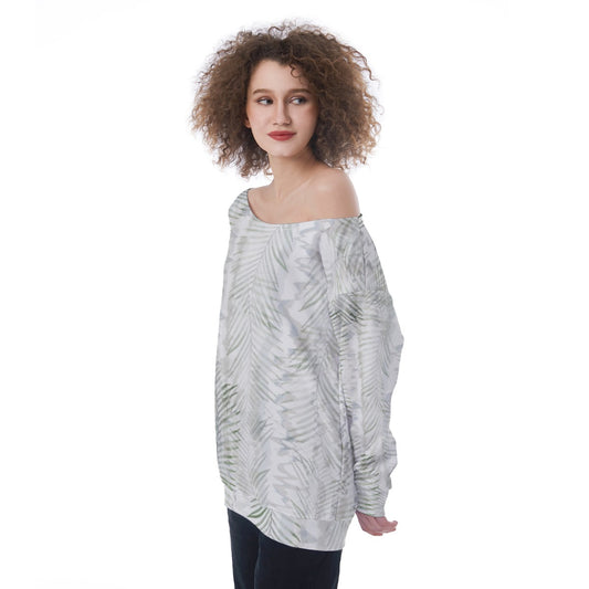 All-Over Print Oversized Women's Off-Shoulder Sweatshirt