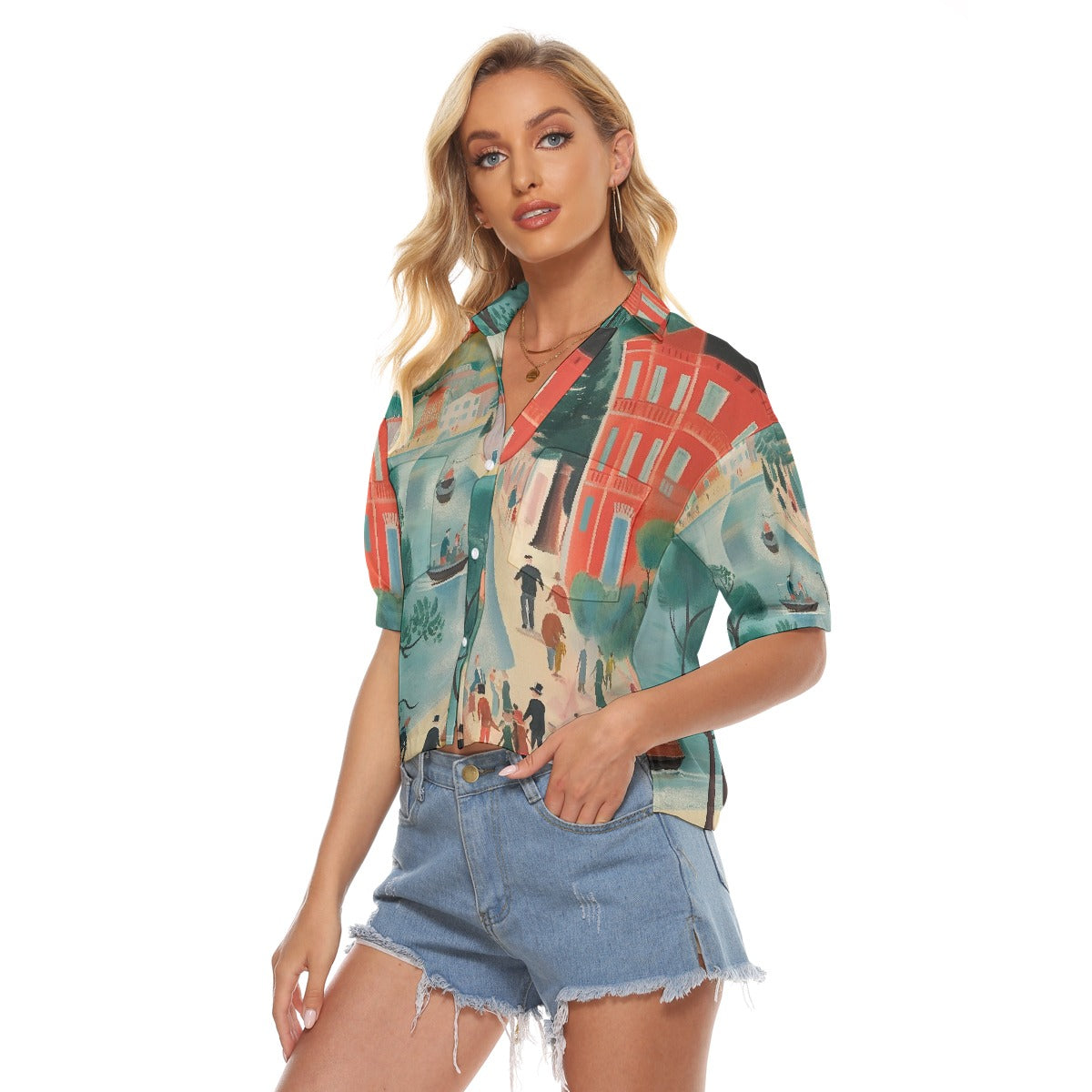 All-Over Print Women's V-neck Shirts