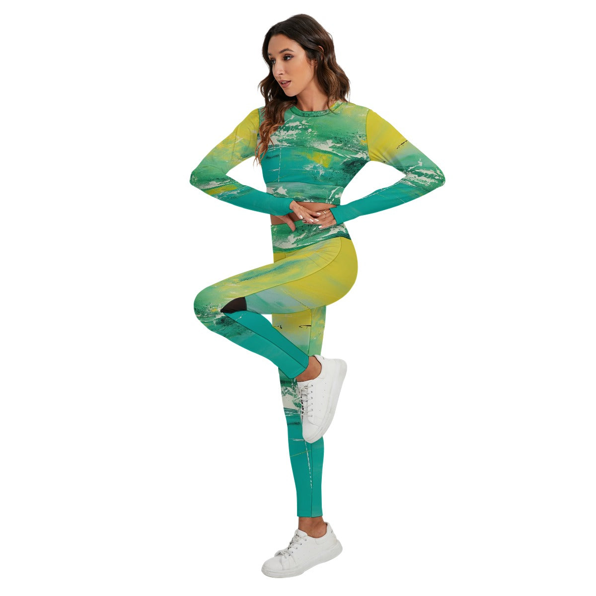 All-Over Print Women's Sport Set With Backless Top And Leggings