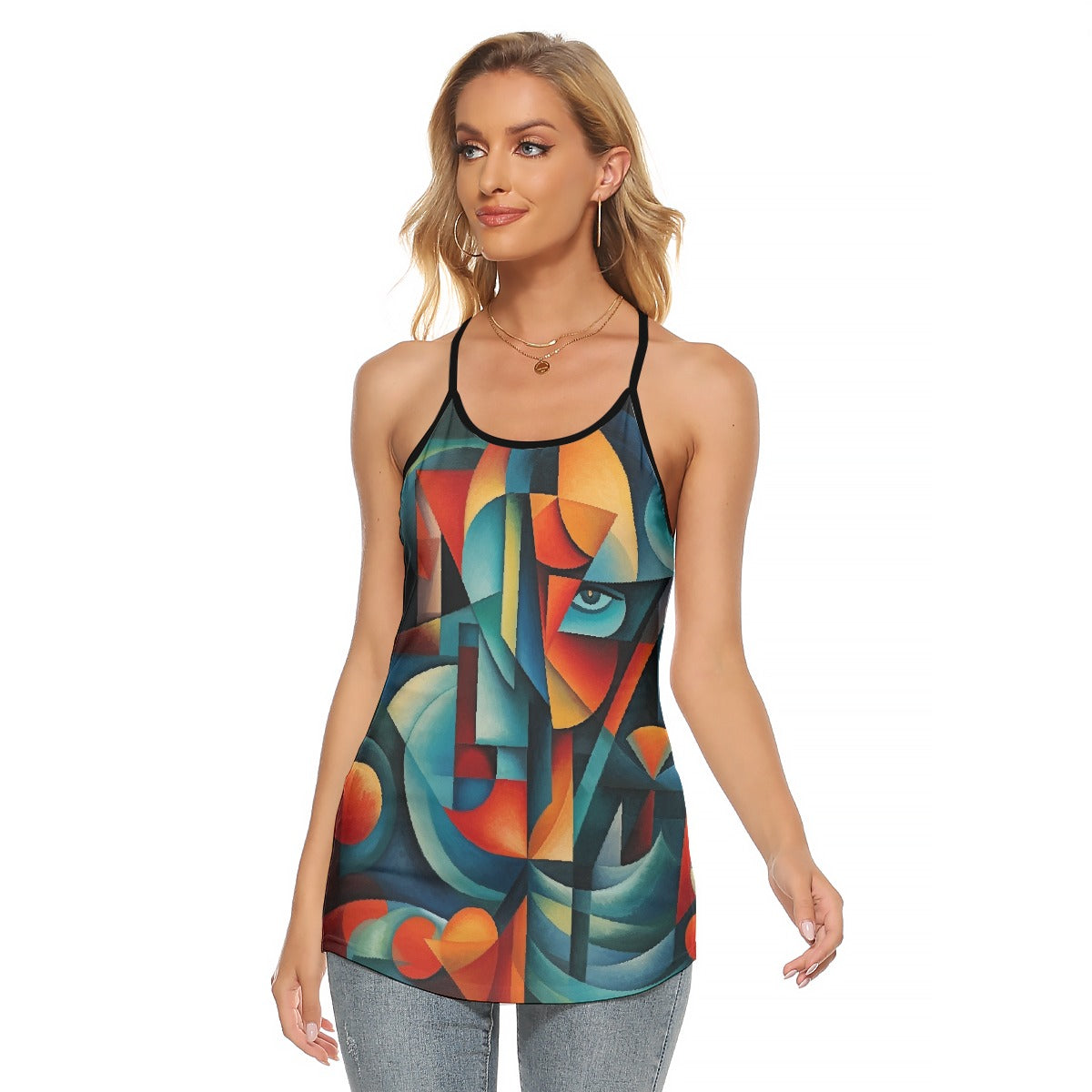 All-Over Print Women's Criss-Cross Open Back Tank Top