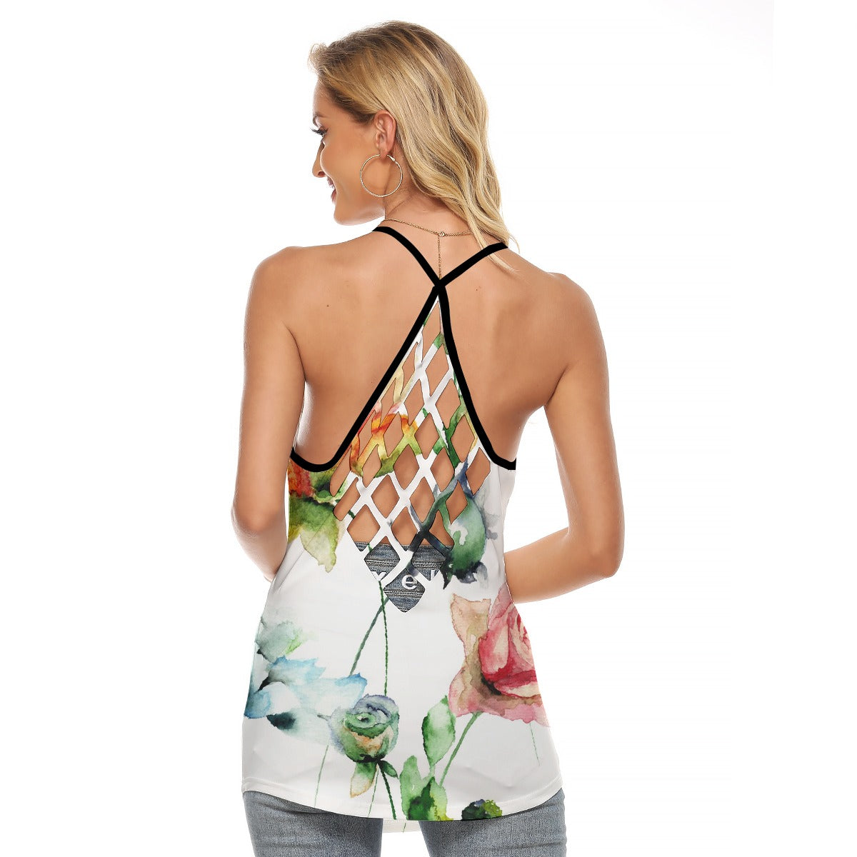 All-Over Print Women's Criss-Cross Open Back Tank Top