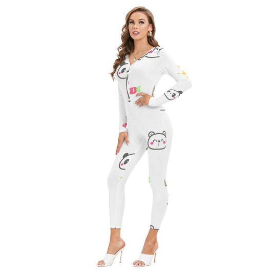All-Over Print Women's Plunging Neck Jumpsuit