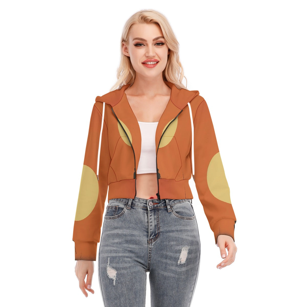 All-Over Print Women's Crop Top Hoodie With Zipper Closure