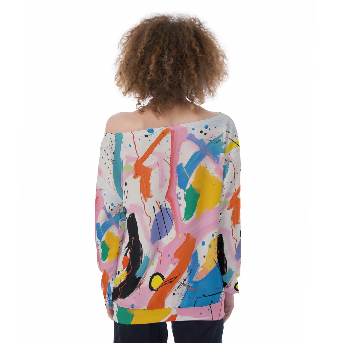 All-Over Print Oversized Women's Off-Shoulder Sweatshirt