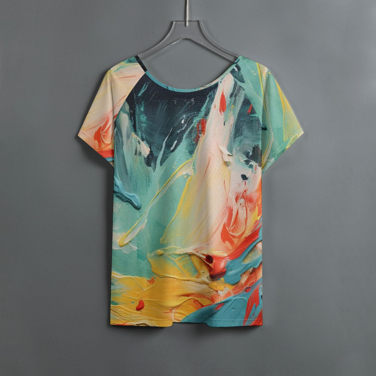All-Over Print Women's Round Neck T-shirt With Raglan Sleeve