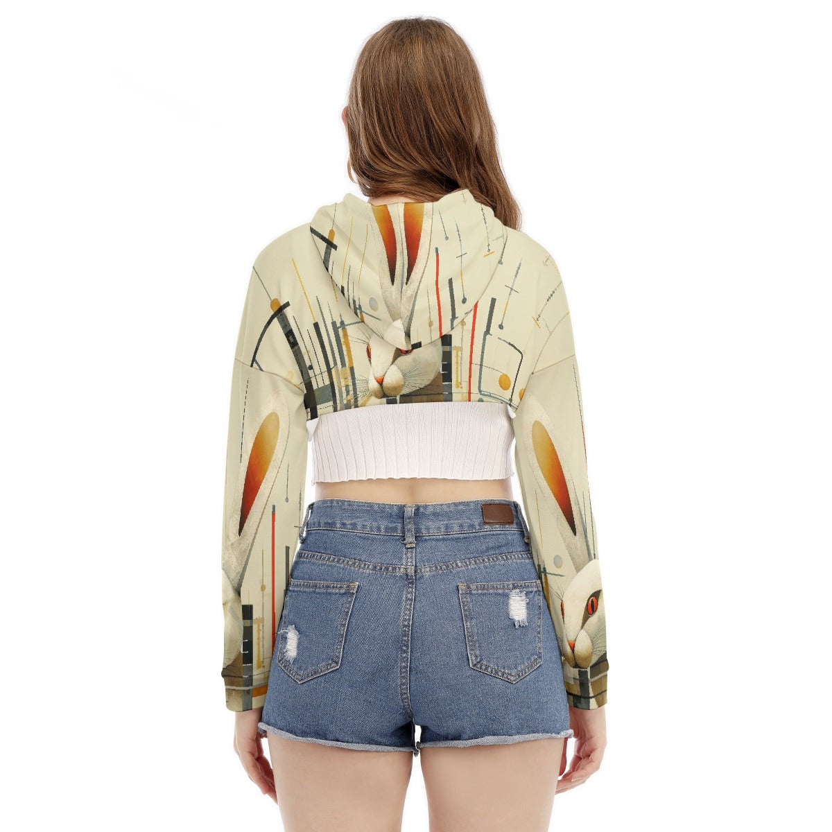 All-Over Print Women's Smock Short Hoodie With Long Sleeve