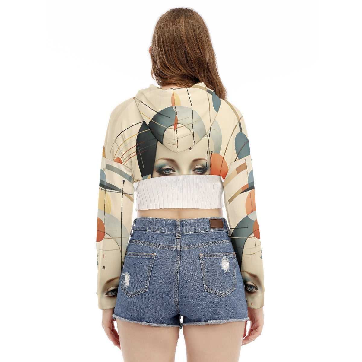 All-Over Print Women's Smock Short Hoodie With Long Sleeve