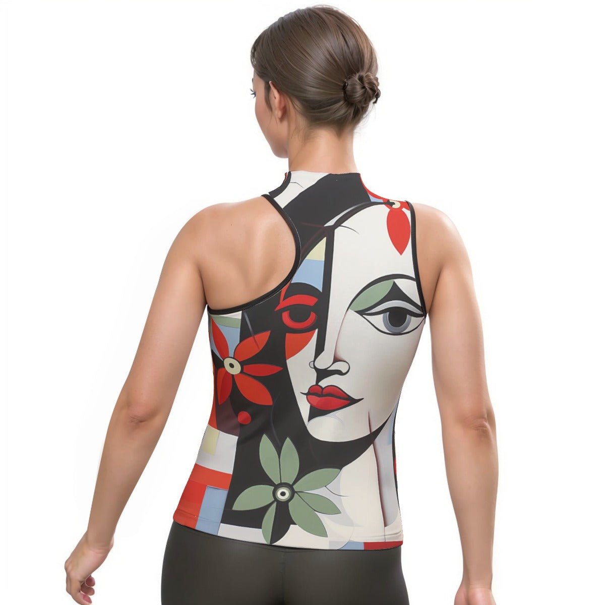 All-Over Print Women's Halter Sleeveless Asymmetrical Tank Top