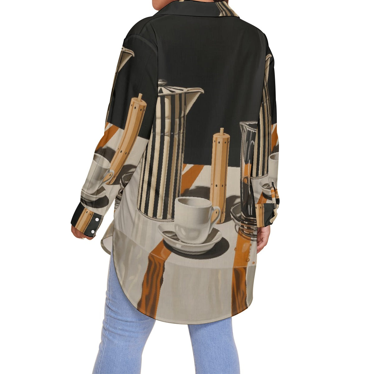 All-Over Print Women's Shirt With Long Sleeve(Plus Size)