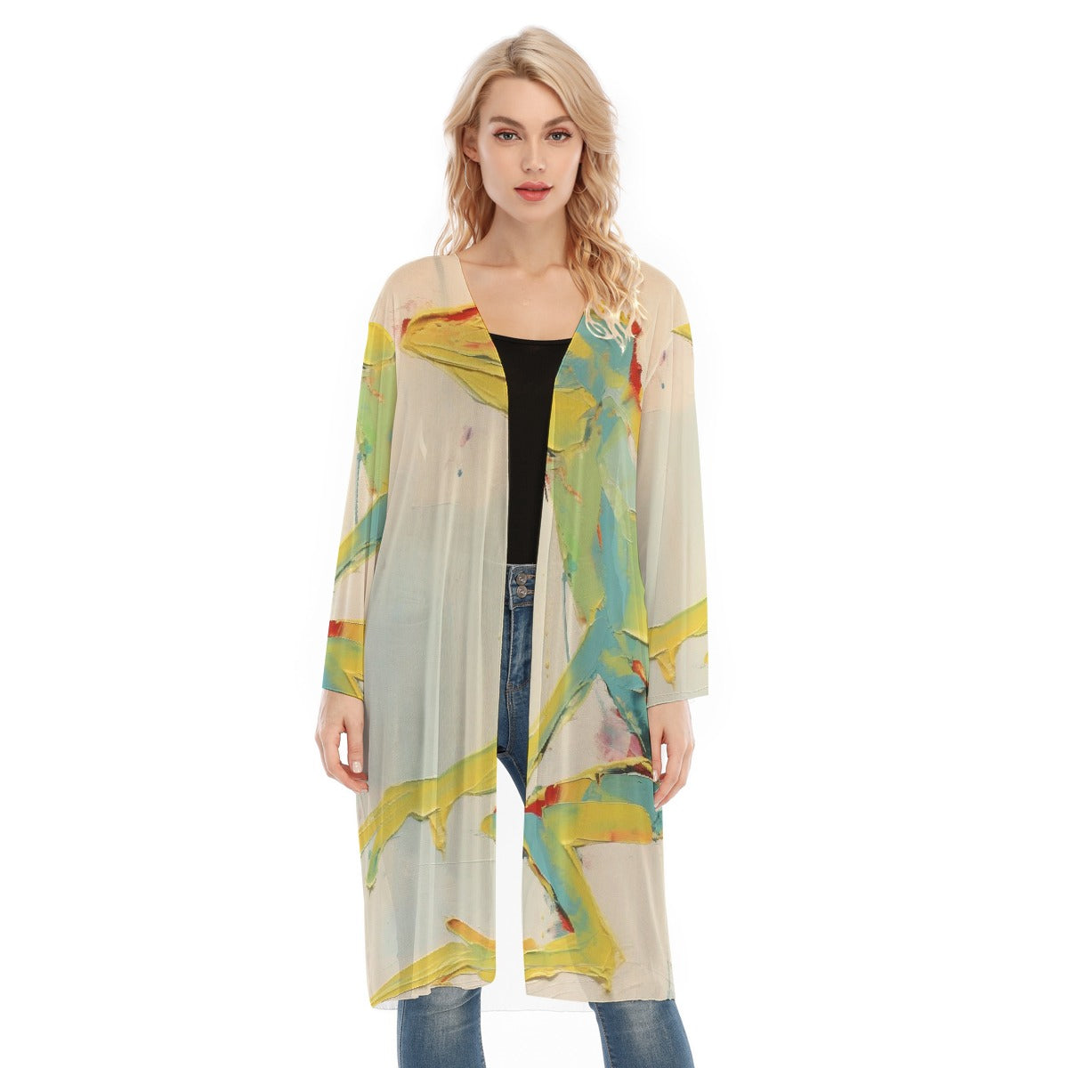 All- Over Print Women's Long Sleeve Mesh Cardigan