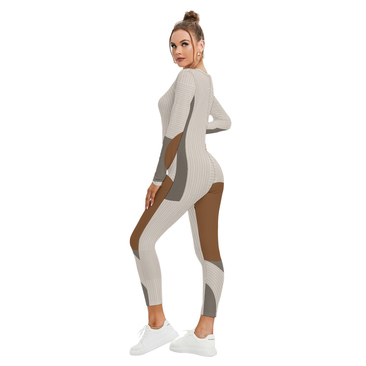 All-Over Print Women's Plunging Neck Jumpsuit