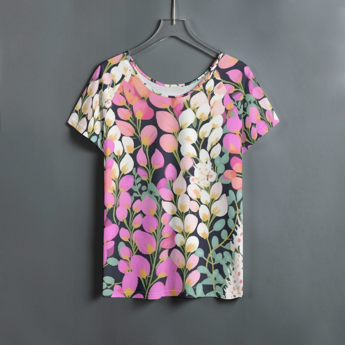 All-Over Print Women's Round Neck T-shirt With Raglan Sleeve