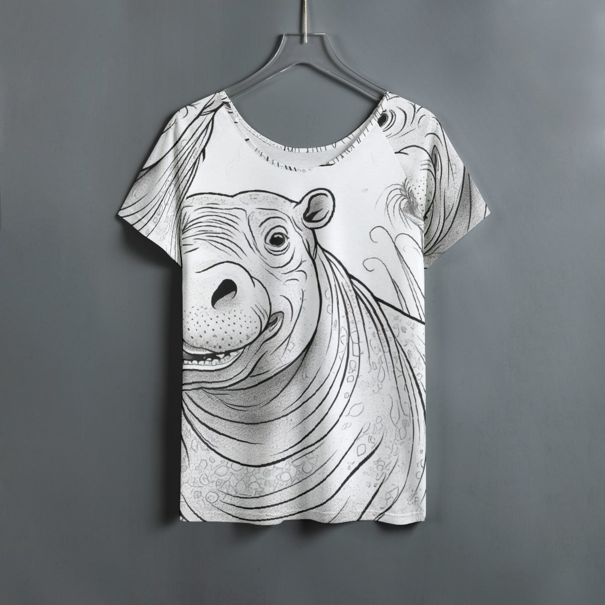 All-Over Print Women's Round Neck T-shirt With Raglan Sleeve