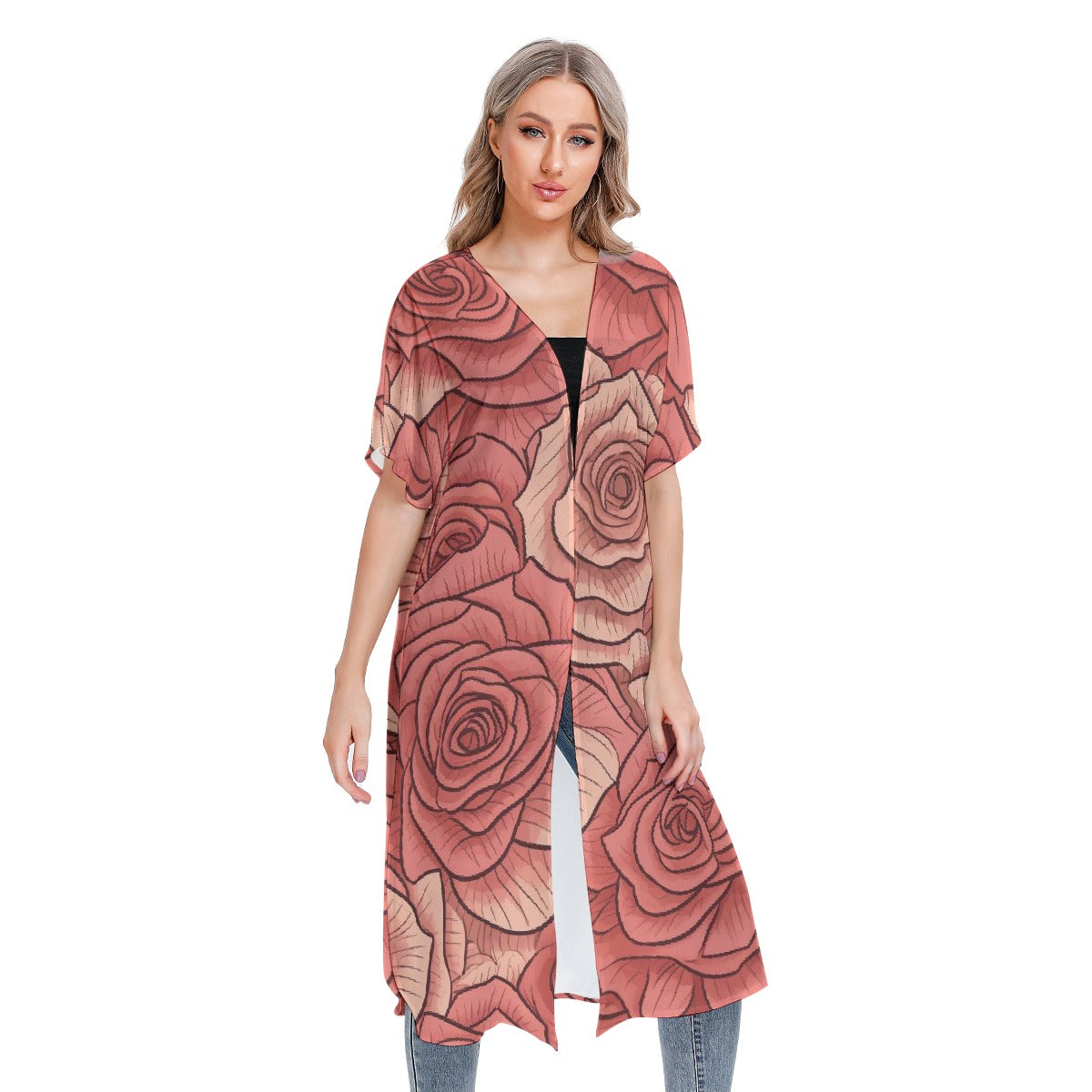 All-Over Print Women's Short Sleeve Cardigan