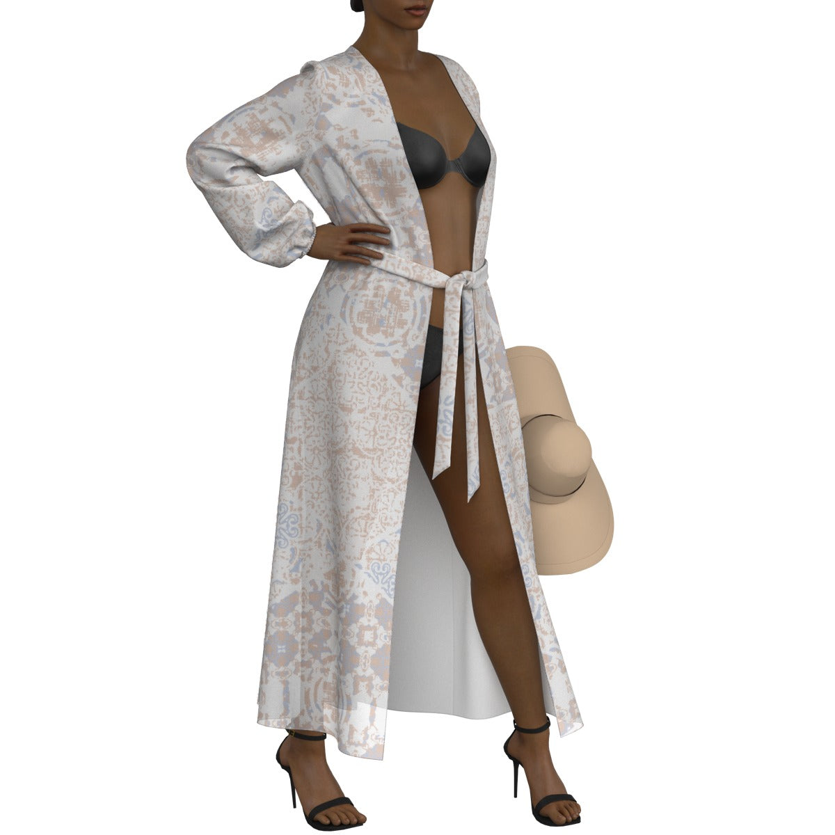 All-Over Print Women's Lace-up Chiffon Robe