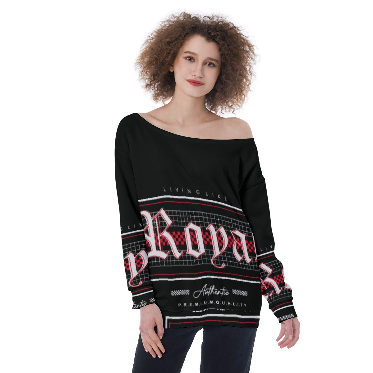 All-Over Print Oversized Women's Off-Shoulder Sweatshirt